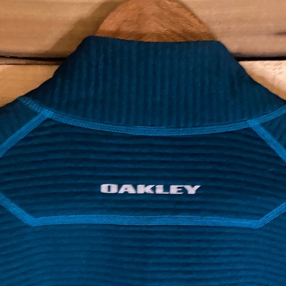 Oakley turquoise Full-Zip Jacket size XXL ribbed fabric 2 way zipper 2 pockets - Picture 6 of 6